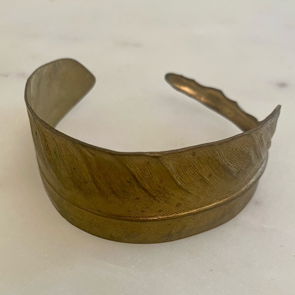 Brass Leaf Cuff Bracelet